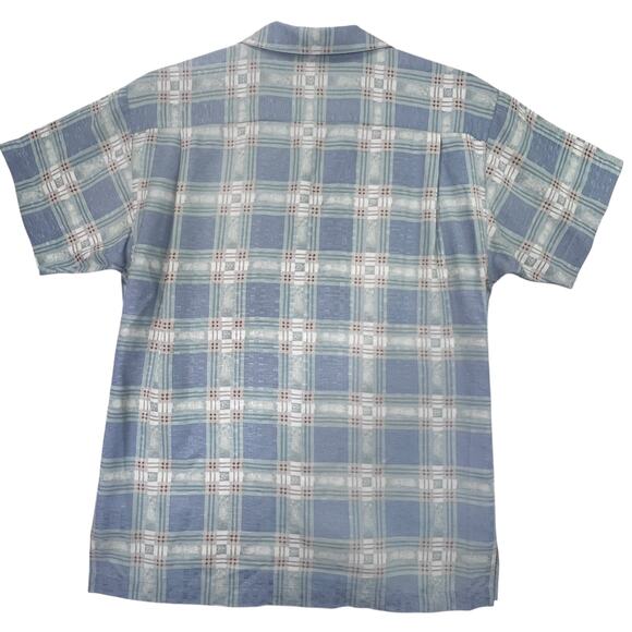 Tommy Bahama Checkered Silk Shirt Size M Green Short Sleeve Button Up Casual - Picture 3 of 9